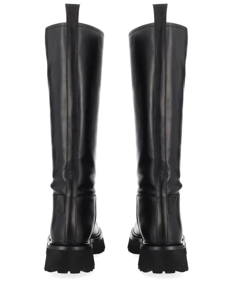 Moschino Leather Zipper Boots — Black Black