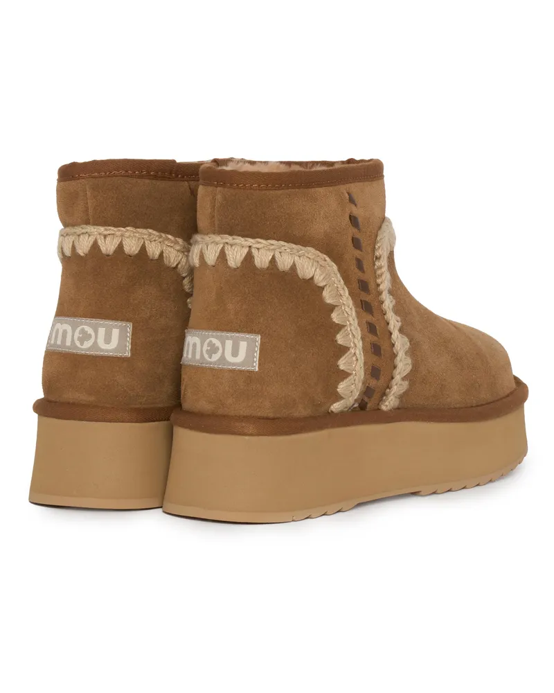 Mou Women's Boots With Eva Rubber Sole Cognac Sheepskin Suede Cognac