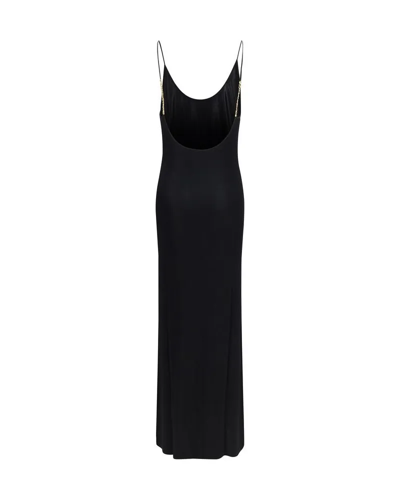 Saint Laurent Backless Viscose Maxi Dress — Black Black
