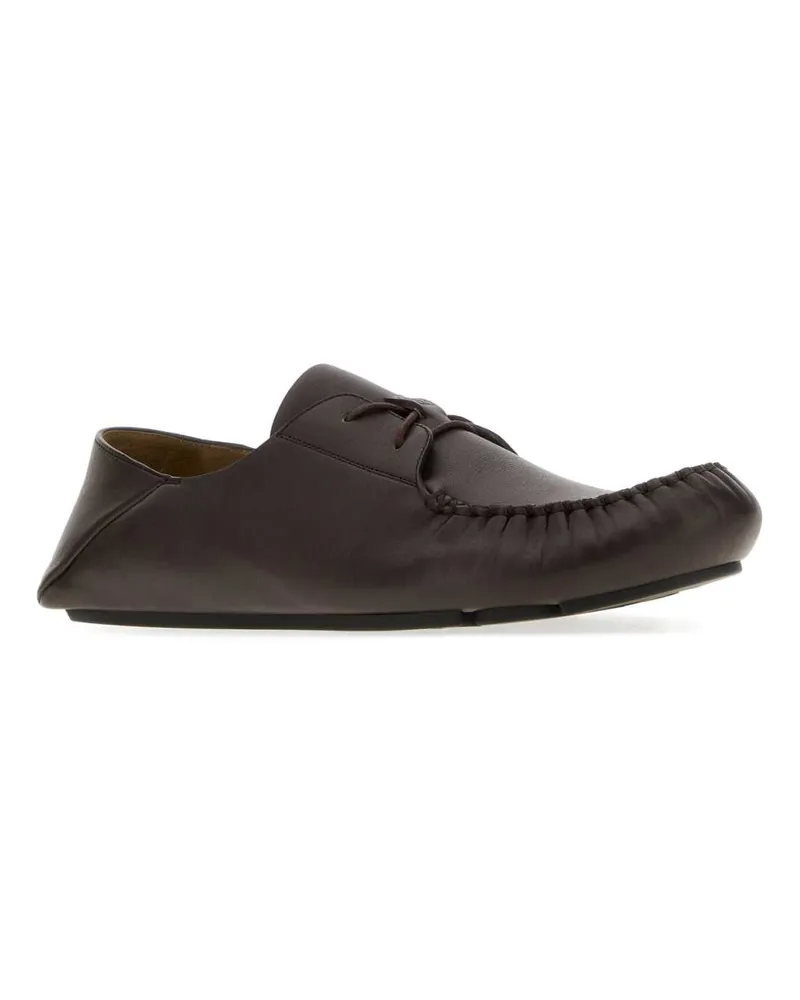 Loewe Men's Dark Brown Leather Rambla Loafers Mocassini Brown