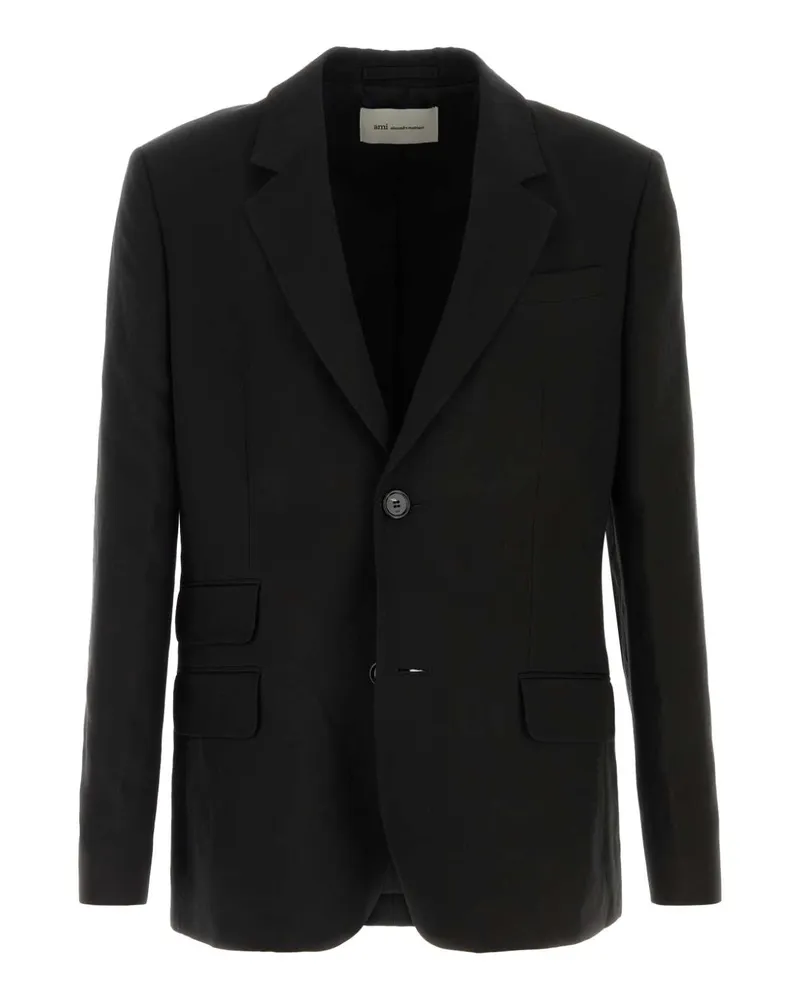AMI Paris Viscose Linen Tailored Blazer — Black Black
