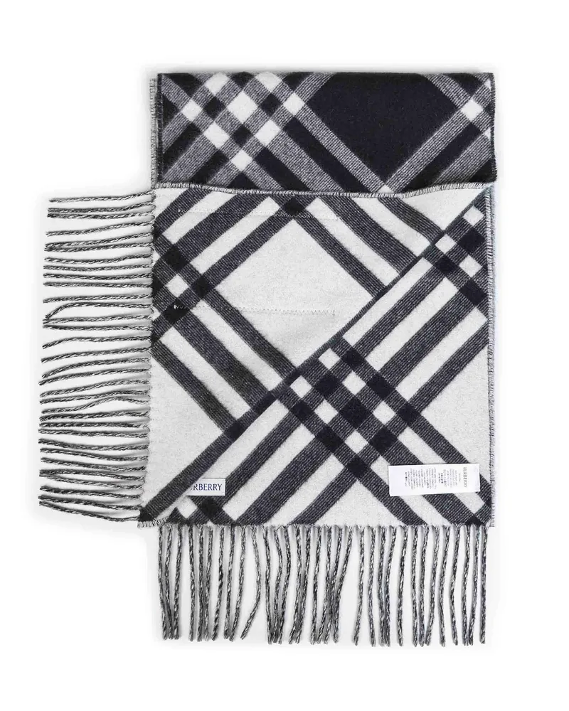 Burberry Women's Scarf Double-Face Cashmere Check Black Scarfs Black