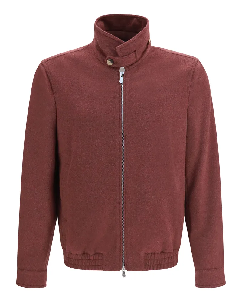 Brunello Cucinelli Merino Wool Zip Jacket — Red Red