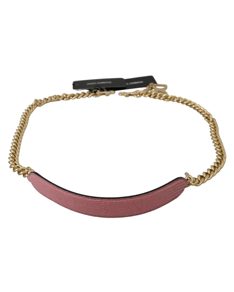 Dolce & Gabbana Women's Pink Leather Gold Chain Accessory Shoulder Strap Bag Pink
