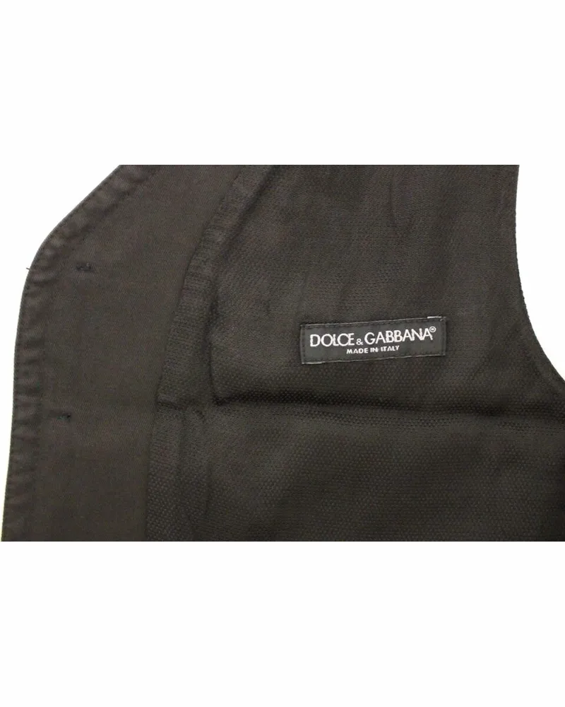 Dolce & Gabbana Men's Black Cotton Blend Dress Vest Gilet Black