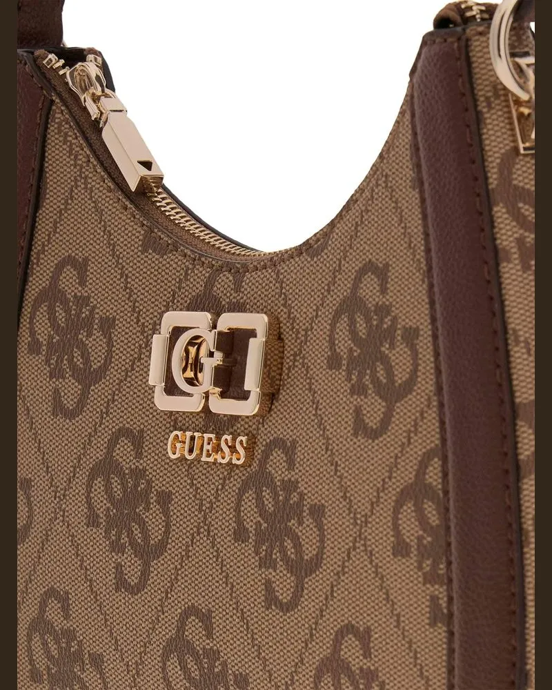 Guess Women's Shoulder Bag Latte Logo-Brown Polyurethane - Shoulder-Bags Logo/brown Brown
