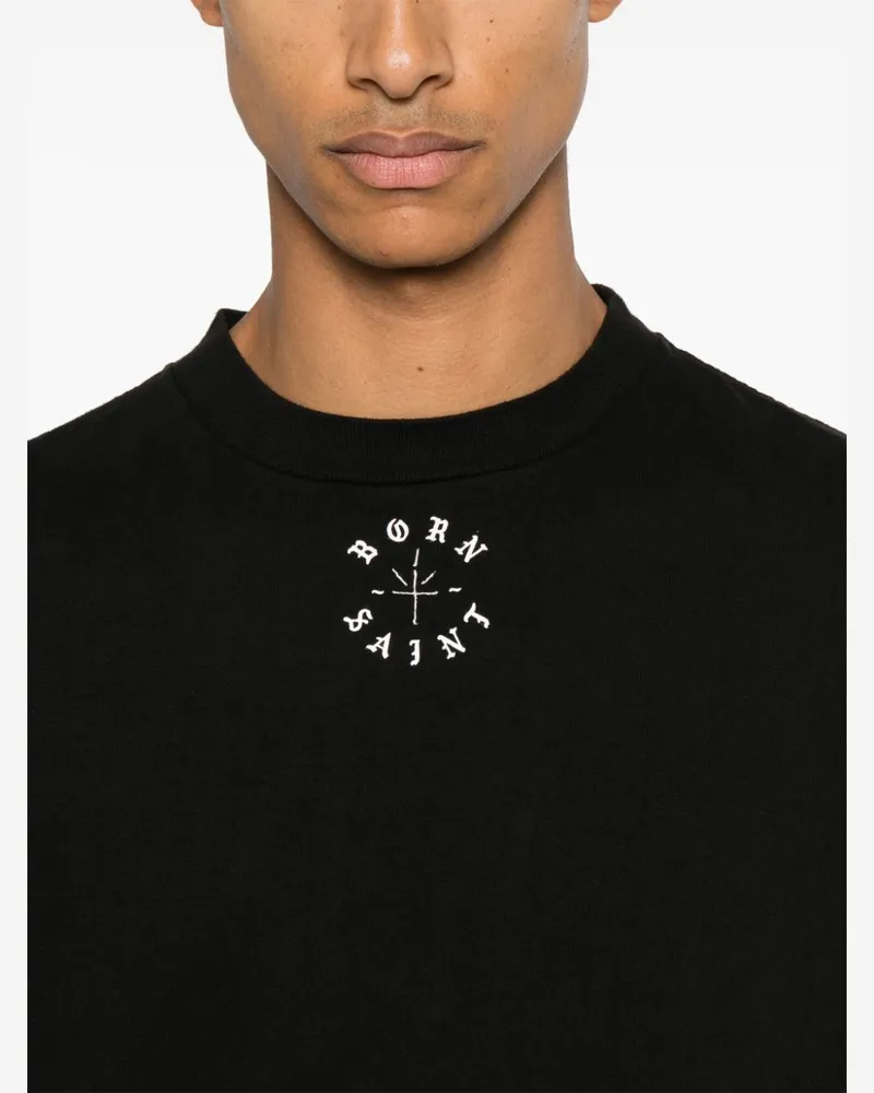 SAINT MXXXXXX Logo-Print Cotton Jersey T-Shirt — Black Black