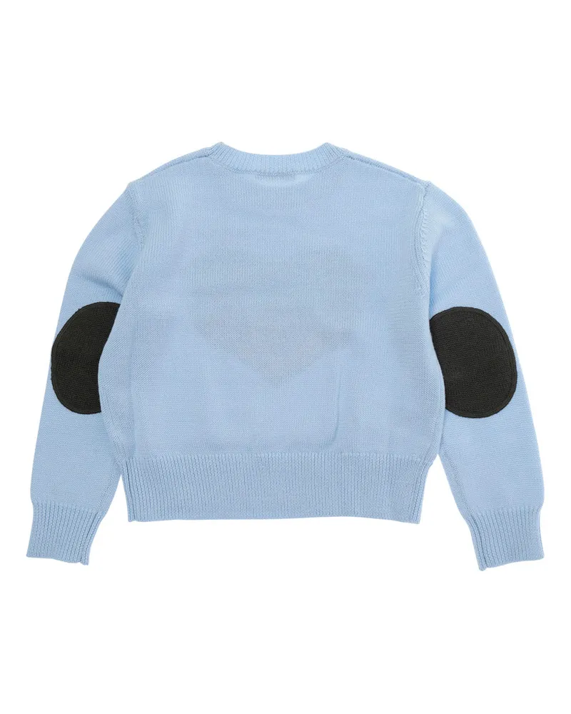 Marni Heart Intarsia Crewneck Sweater — Blue Blue
