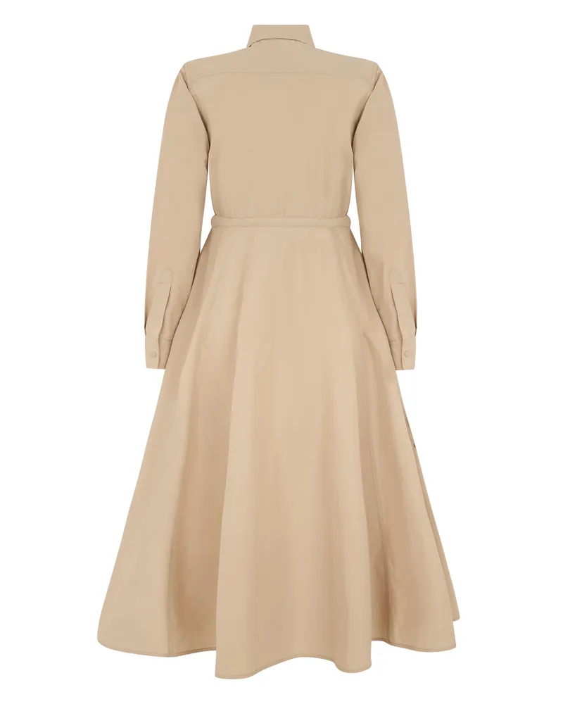 Moncler Women's Midi Chemisier Dress Poplin Beige Cotton Beige