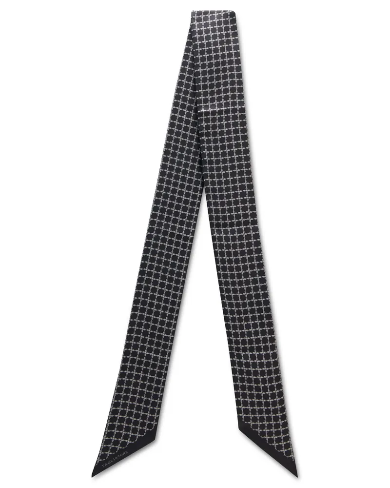 Tagliatore Geometric Pattern Silk Tie — Black Black