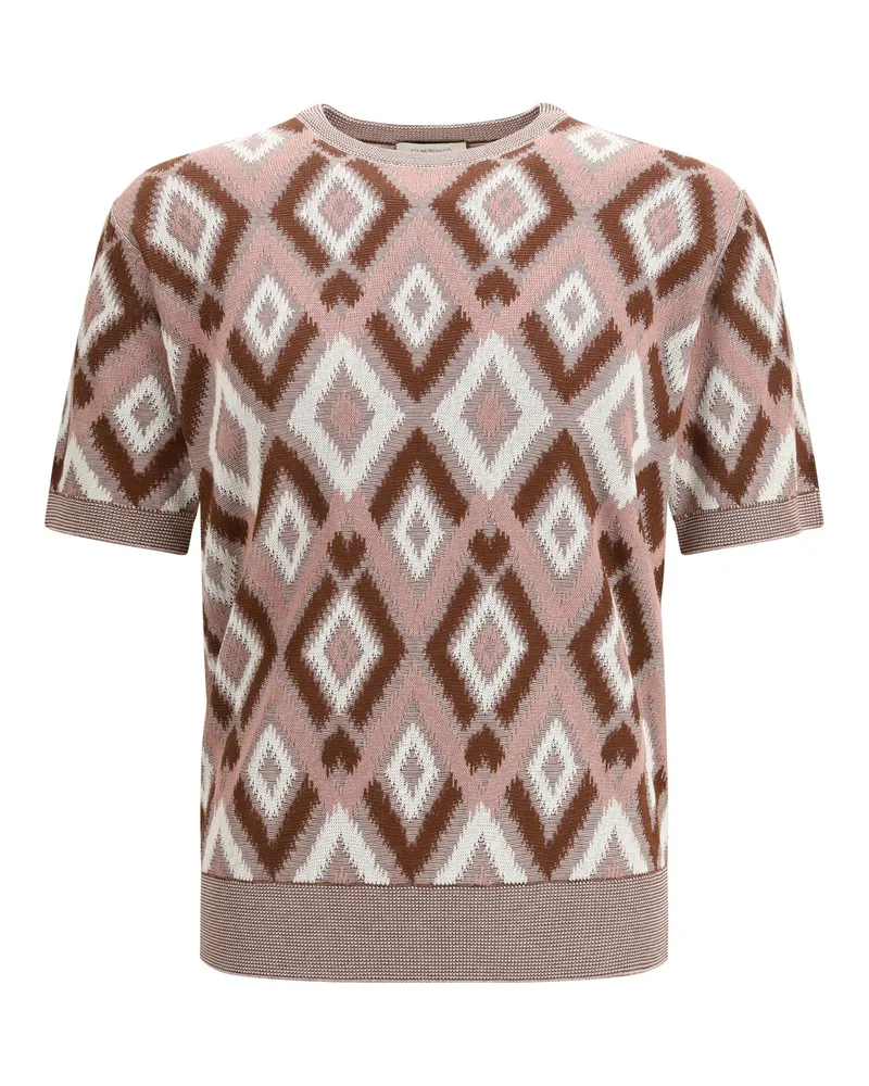 Piacenza Cashmere Men's Short-Sleeve Crewneck Sweater Antique Rose Cotton Pink
