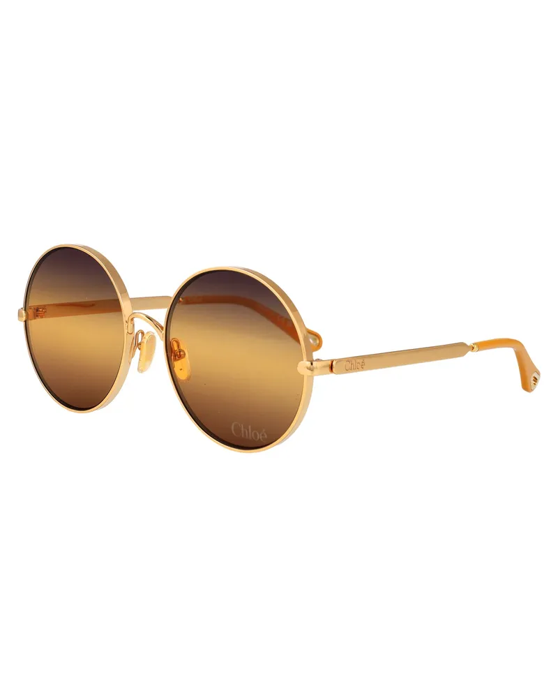 Chloé CH0321S Round Metal Frame Sunglasses — Gold Gold