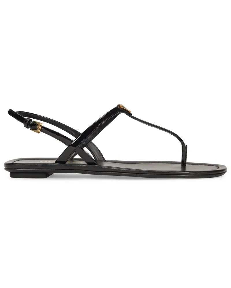 Prada Women's Flip-Flops Patent Leather Black Calfskin Sandal Black