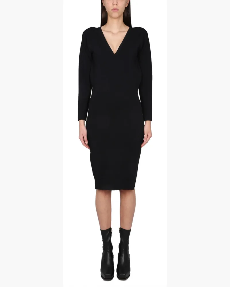 Stella McCartney V-Neck Slim Fit Dress — Black Black
