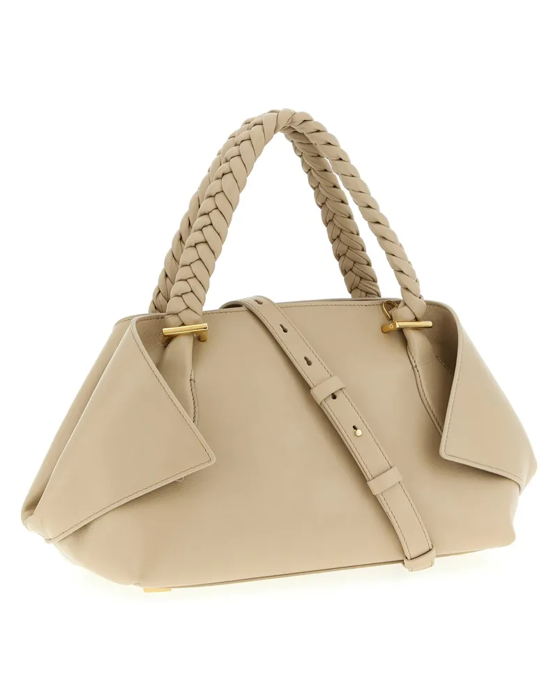 Ferragamo Braided Handle Calf Leather Shoulder Bag — beige Beige