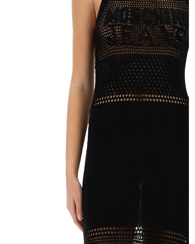 Moschino Mesh With Logo Blouse — Black Black