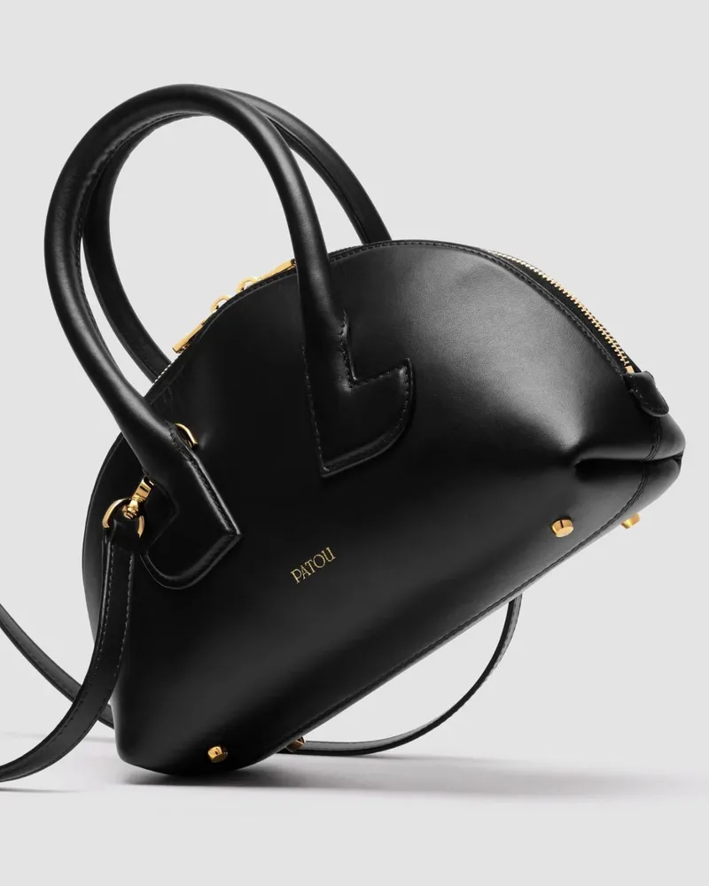 Patou Smooth Calf Leather Bowling Bag — Black Black