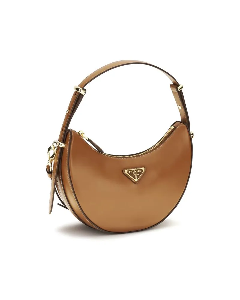 Prada Women's Beige Calf Leather Bos Taurus Shoulder Bag Beige