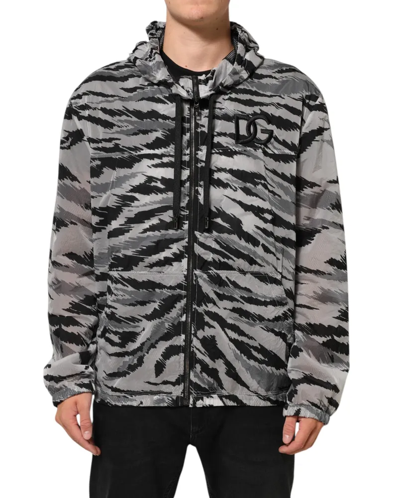Dolce & Gabbana Men's Gray Camouflage Hooded Sweatshirt Jacket Clothing Gray