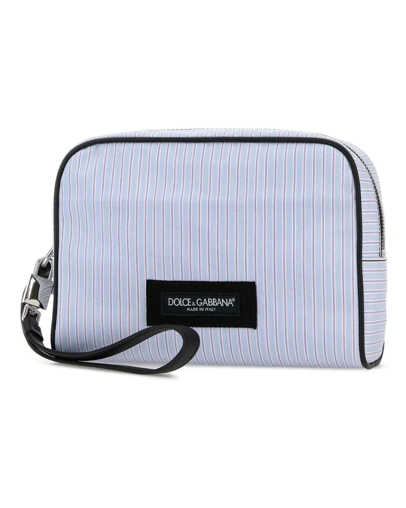 Dolce & Gabbana Men's Embroidered Poplin Clutch Multicolorazzurro Blue