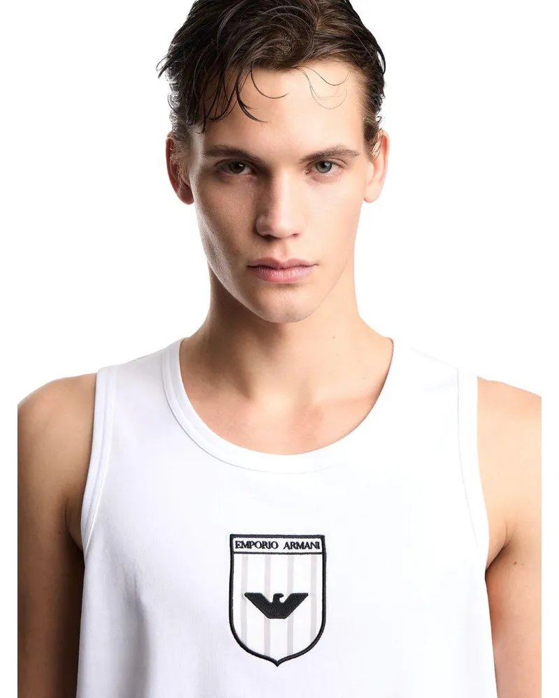 Emporio Armani Men's Top White Cotton Tops White