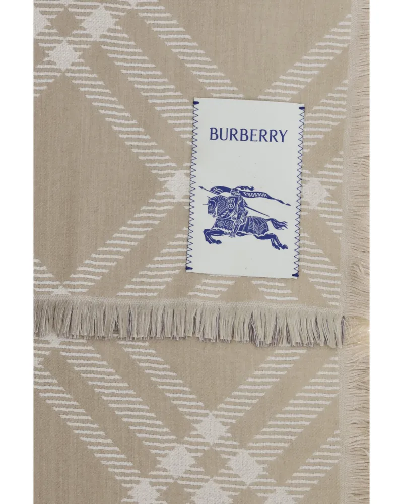 Burberry Women's Scarf Wool And Silk Sand (ovis Aries) Scarfs Beige