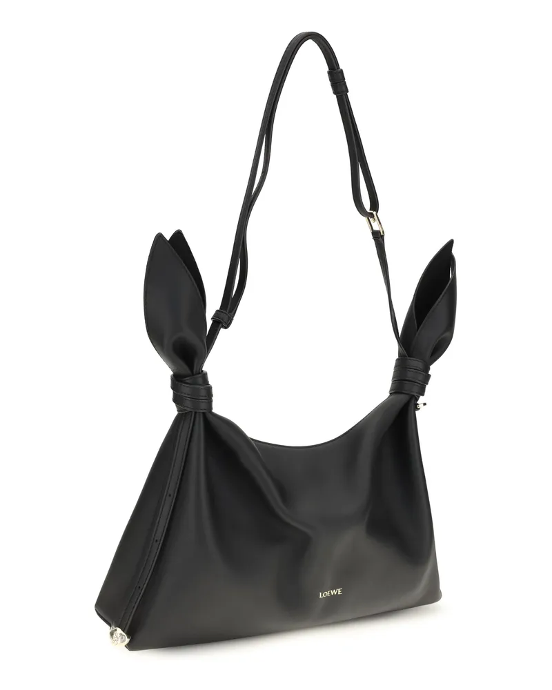 Loewe Scarf Calfskin Leather Shoulder Bag — Black Black