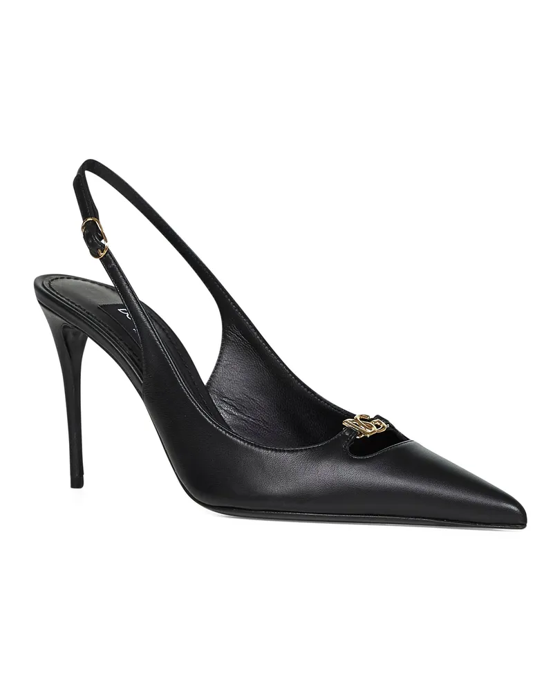 Dolce & Gabbana Crossed Metal Detail Slingback Heel — Black 