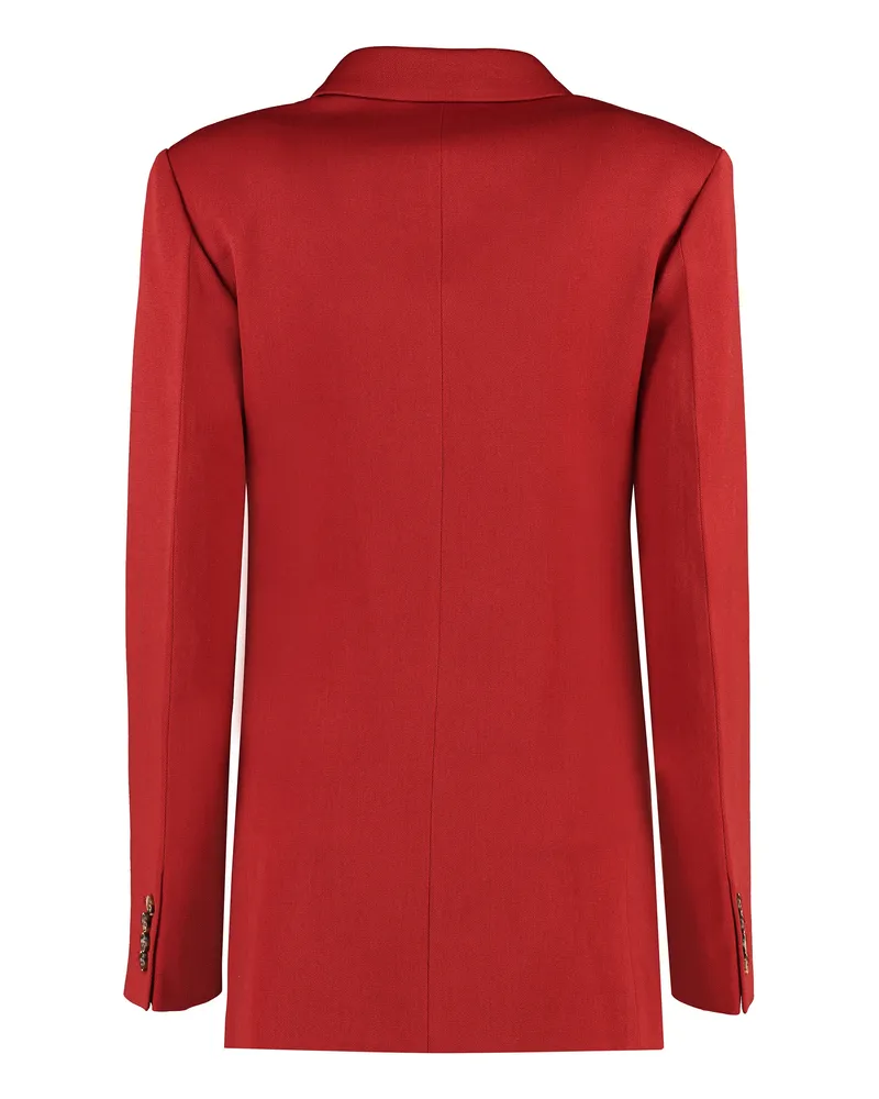 Victoria Beckham Women's Double-Breasted Wool Blazer Red Polyester Blazers Jacket Red