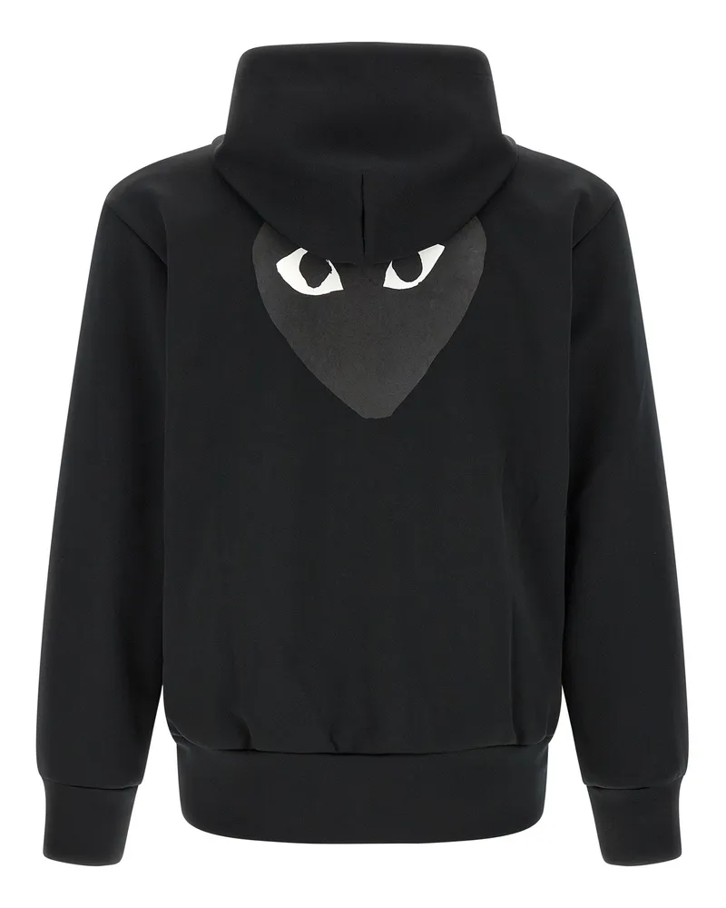 Comme des Garçons Heart-Embroidered Hoodie — Black Black