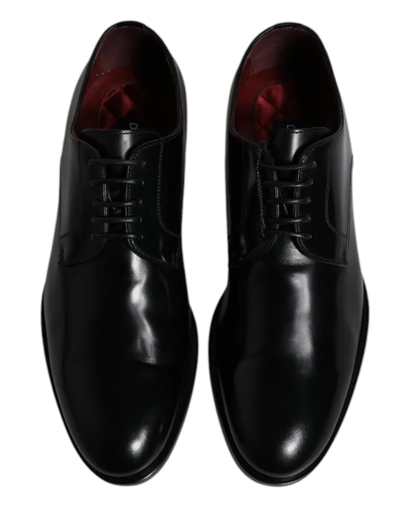 Dolce & Gabbana Men's Black Calfskin Leather Derby Lace Up Formal Dress Shoes Calf Black