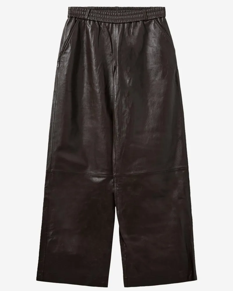 The Garment Women's Lambskin Trousers With Elasticated Waistband Dark Brown Leather Dark