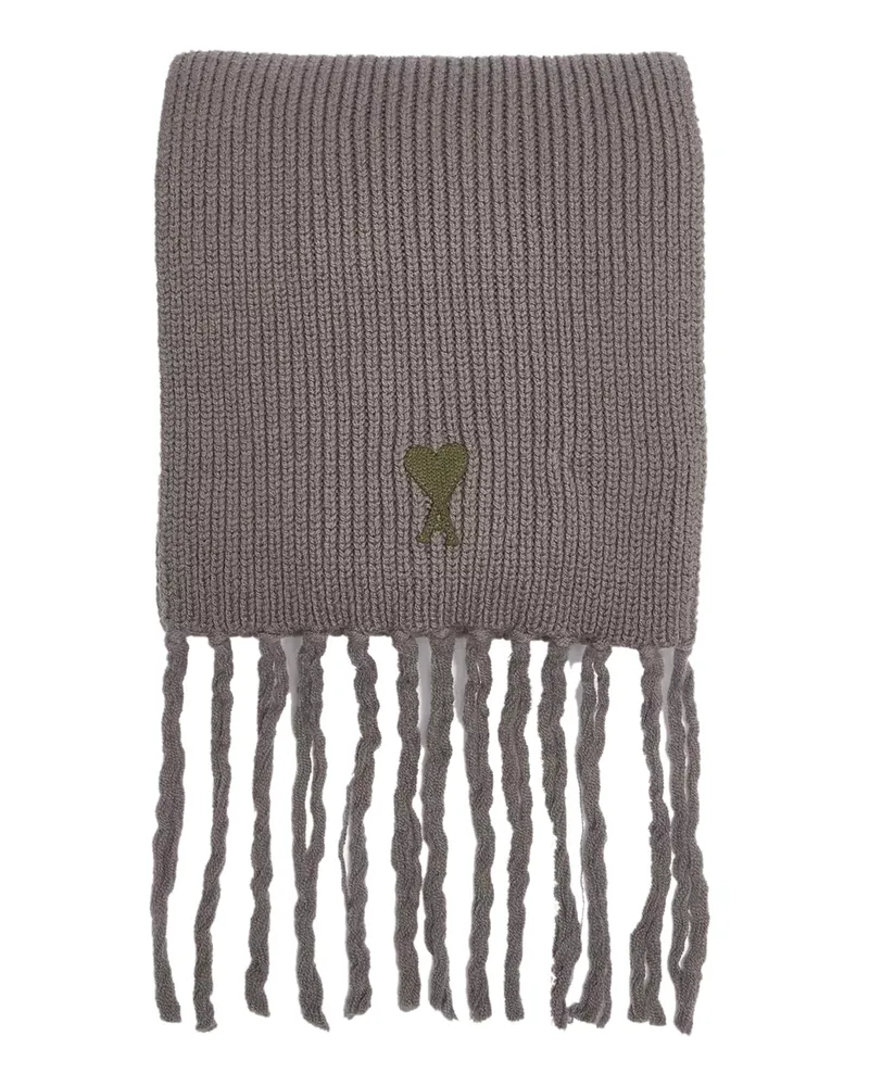AMI Paris Men's De Coeur Logo Scarf Grey Accessories Gray