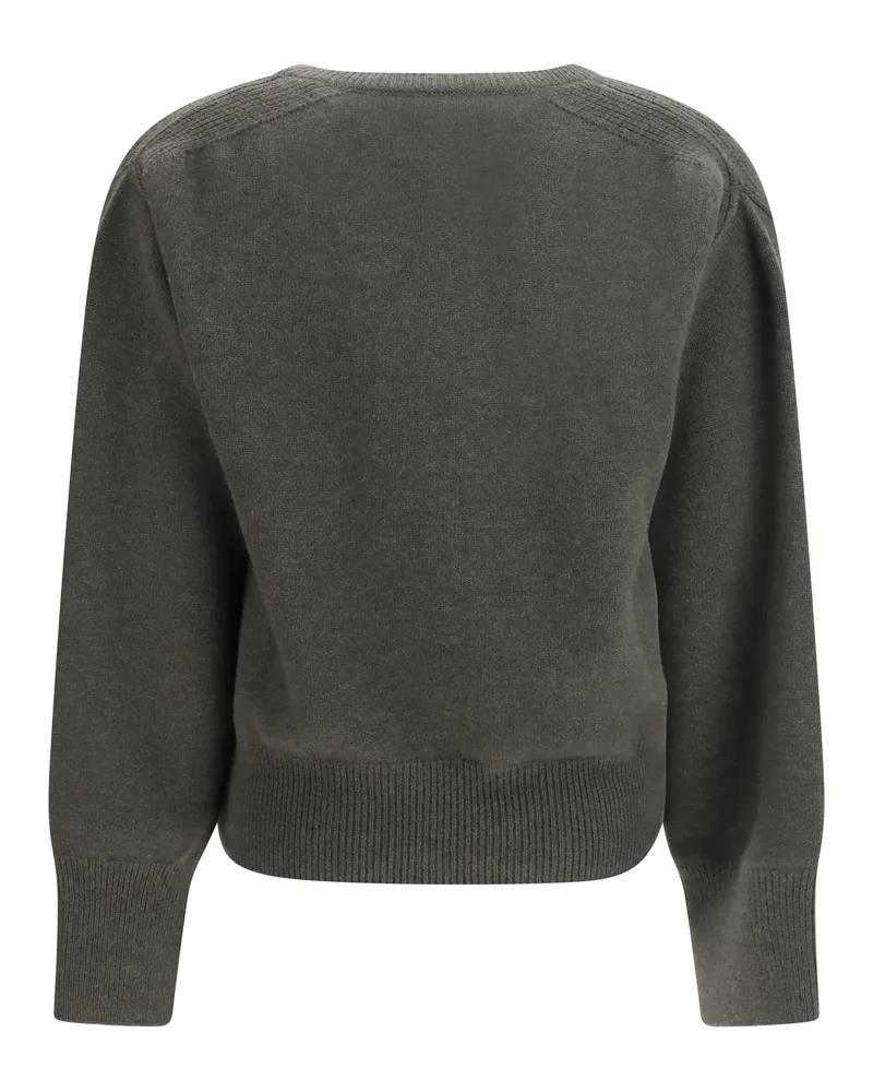 Sa Su Phi Women's V-Neck Cashmere Sweater Military Green Kashmir-Capra Hircus Kashmir/capra Gray