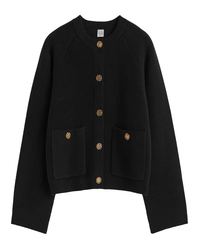 Totême Hammered Button Cashmere Cardigan — Black Black