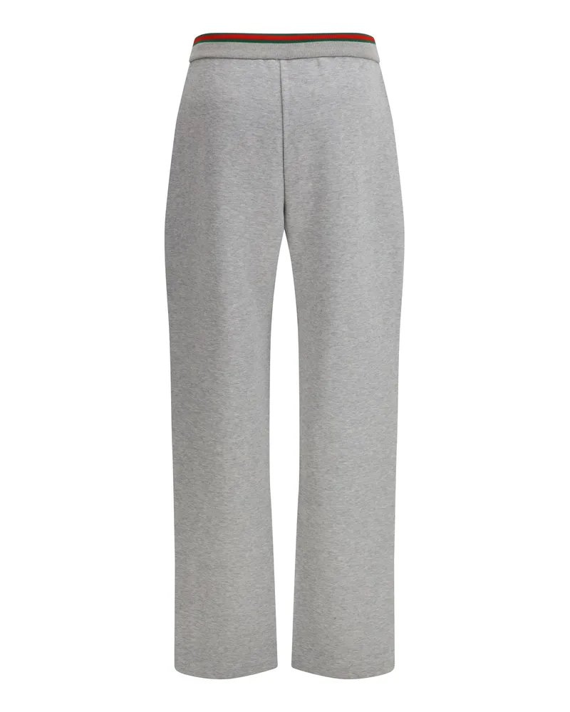 Gucci Women Leisure Pants Cotton Jersey Grey Melange Cotton; Polyamide Trousers Gray