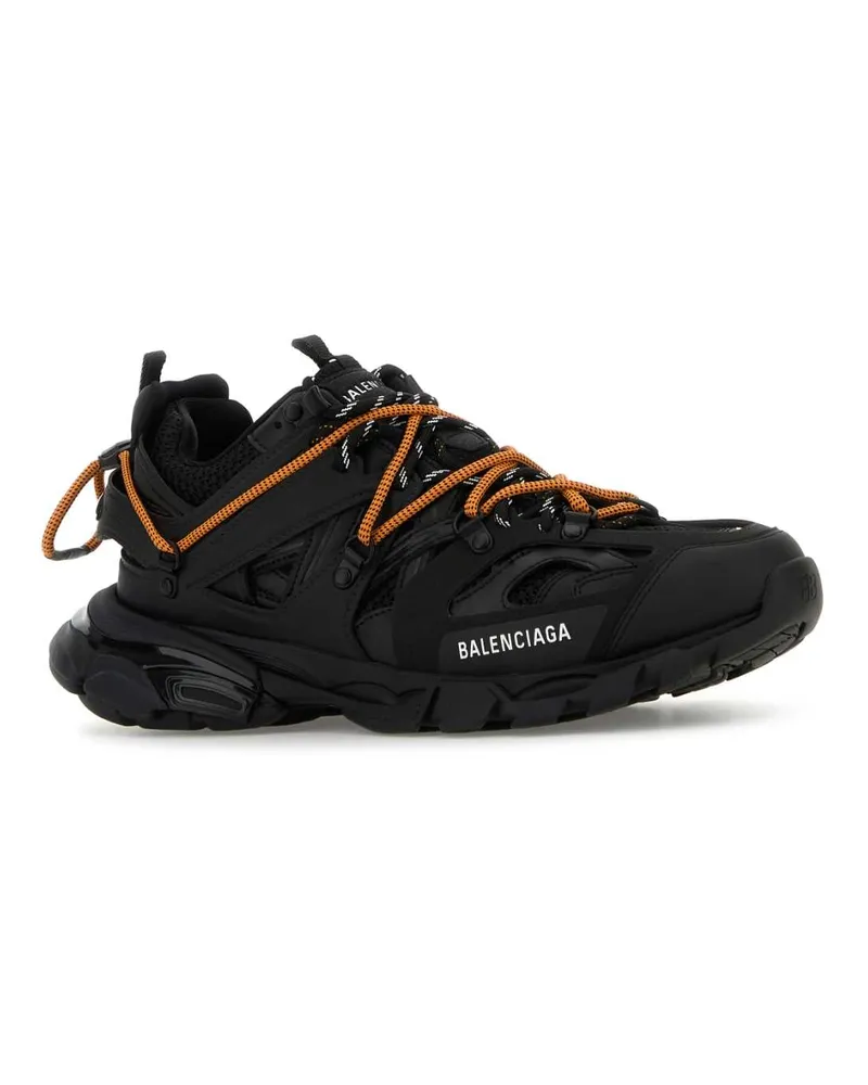 Balenciaga Men's Black Mesh And Rubber Track Trail Sneakers - Orange Black