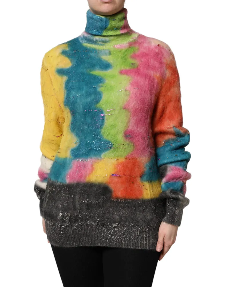 Dolce & Gabbana Women Multicolor Mohair Turtleneck Pullover Sweater Nylon Wool Clothing Multicolor