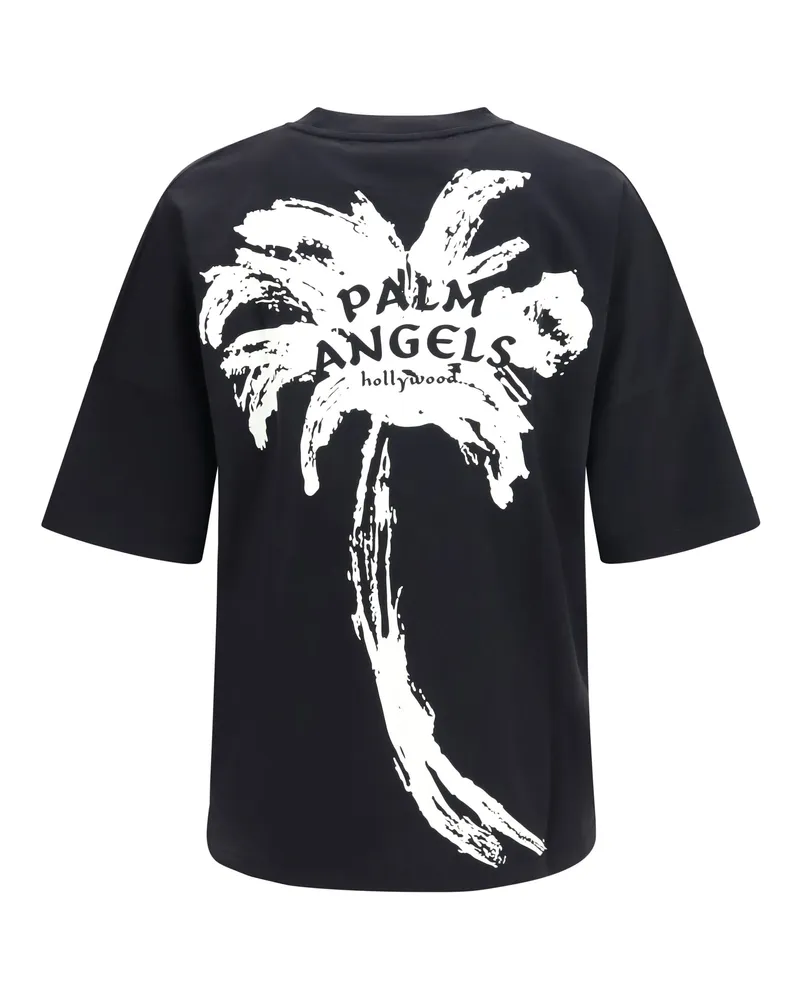 Palm Angels Logo-Embroidered Cotton T-Shirt — Black Black