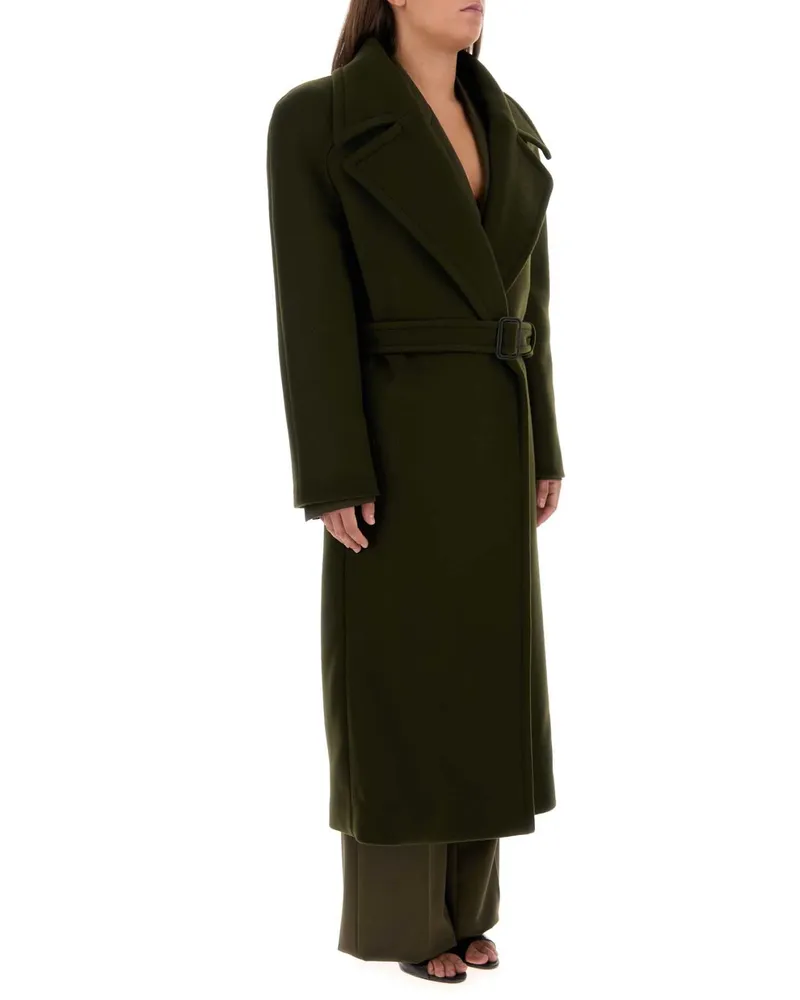 Stella McCartney Women's Bottle Green Wool Coat Darkkhaki F: Cupro T1: Cappotti Green