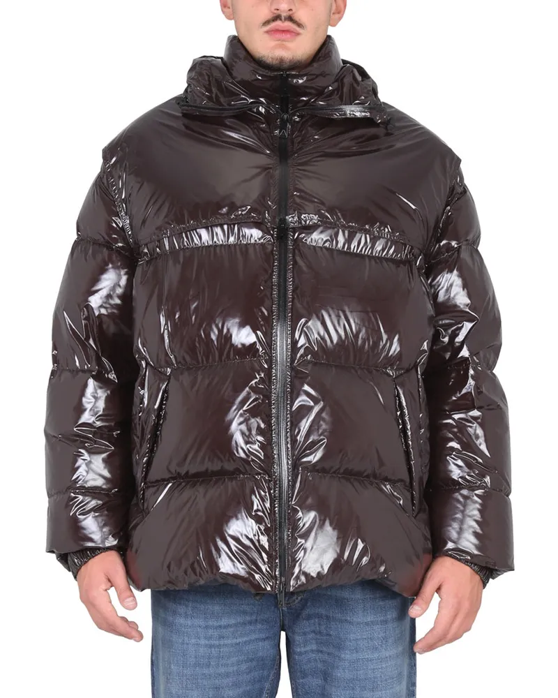 Bottega Veneta Glossy Quilted Puffer Jacket — Brown Brown
