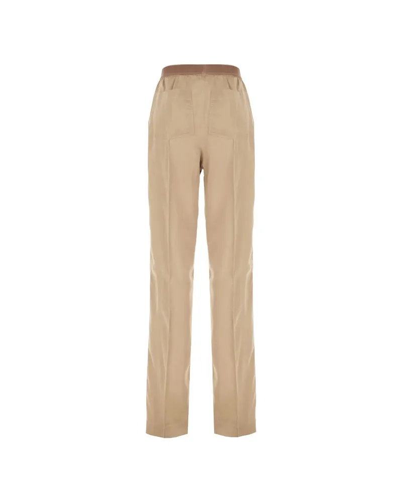 Tom Ford Straight-Leg Silk Trousers — Beige Beige
