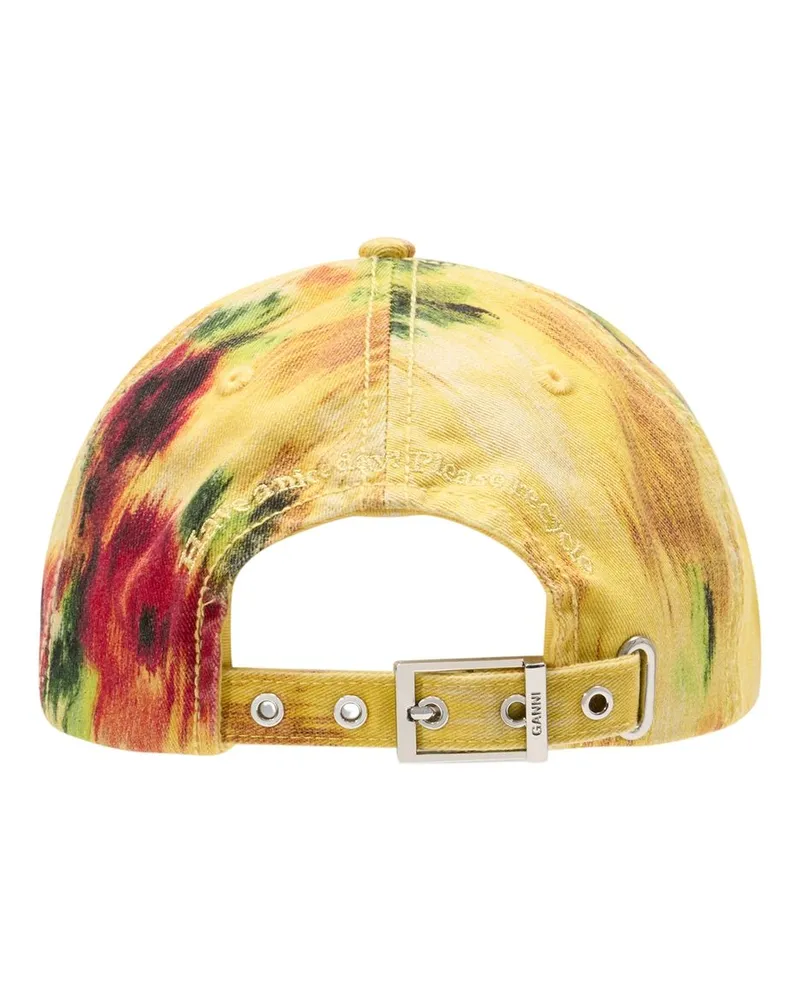 Ganni Women's B3020171-01f Tie-Dye Cotton Baseball Cap Yellow Yellow