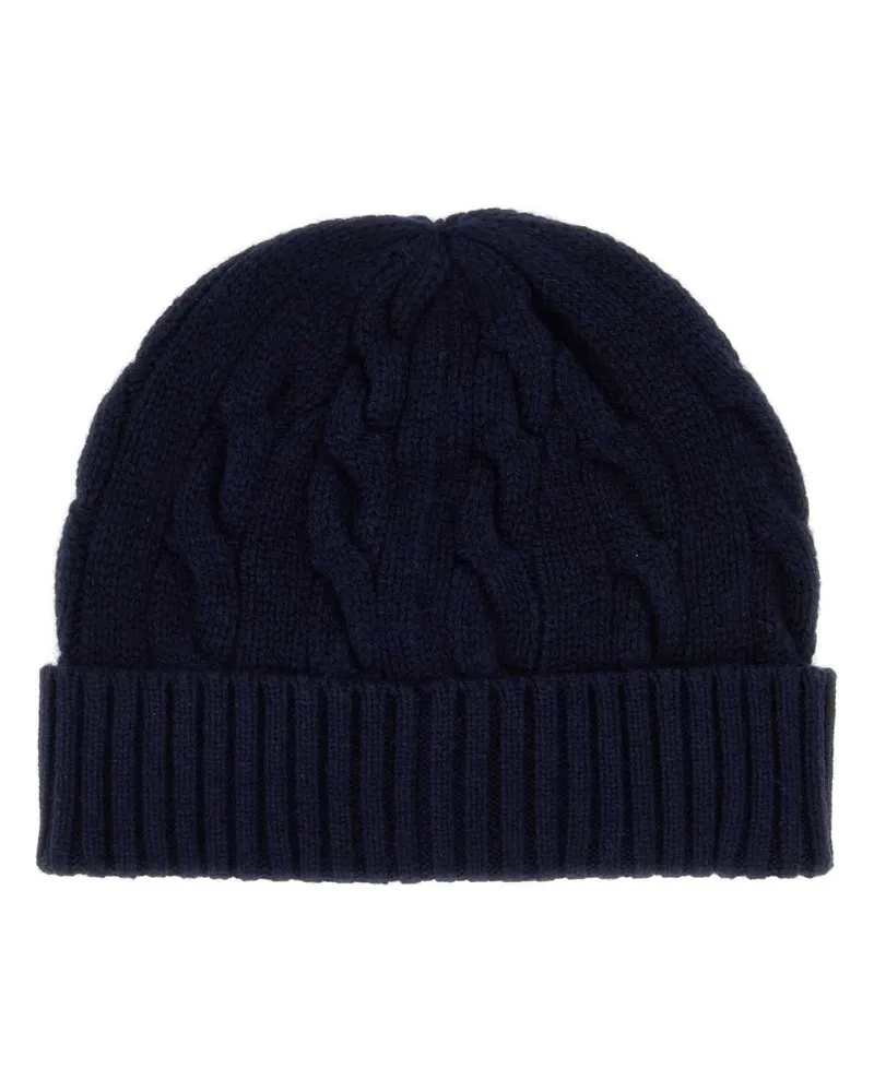 Ralph Lauren SWEATER-HAT Cable-Knit Wool Blend Beanie — Navy Navy