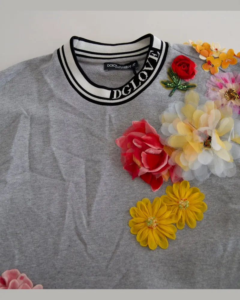 Dolce & Gabbana Women's Amore Queen Sweater Gray Cotton Gray
