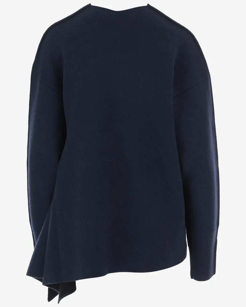 Carven Women's Cashmere Sweater Asymmetric Hem Dark Navy Navy