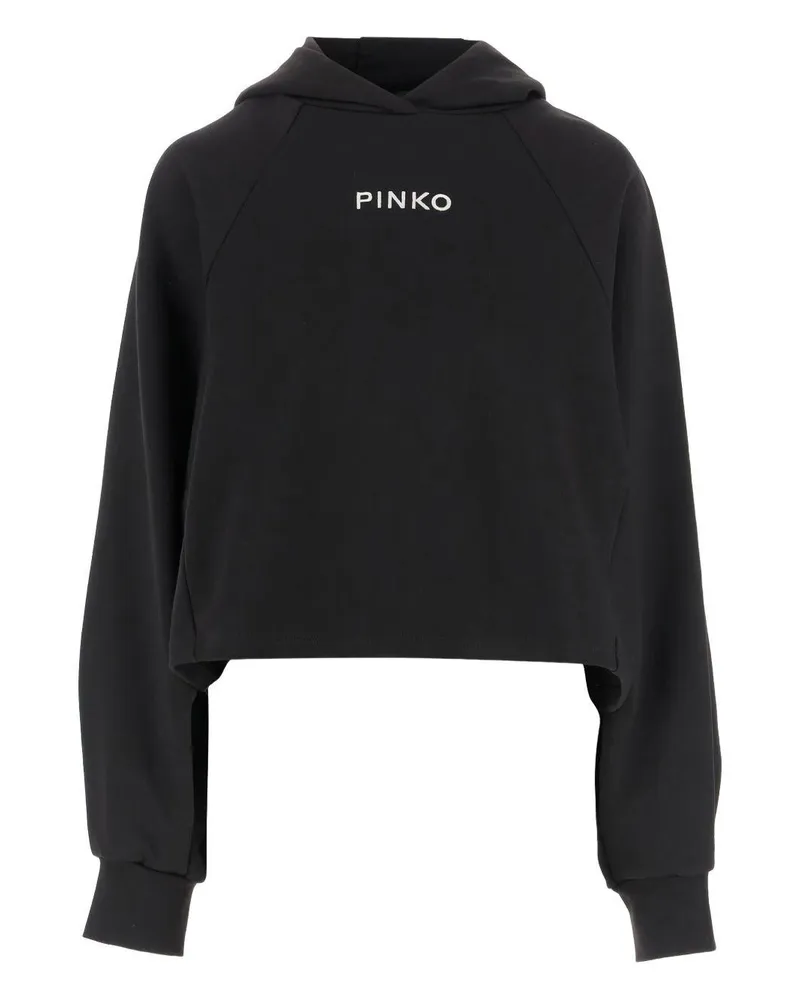 Pinko Women's Cropped Sweatshirt Black Cotton Top Black