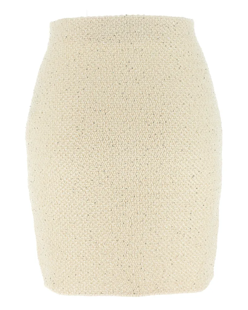Self-Portrait Women's Bicolor Cotton Long Skirt Beige