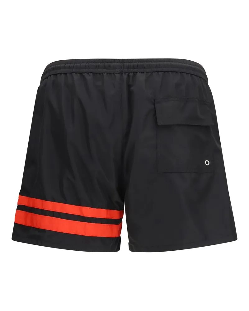 GCDS Men Logo Swim Shorts Black-Red Nylon Swimwear Black/red Sea Clothing Black