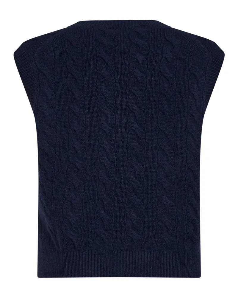 Ralph Lauren Women's Vest Cable-Knit Wool-Cashmere Blue Knitwear Sweater Navy